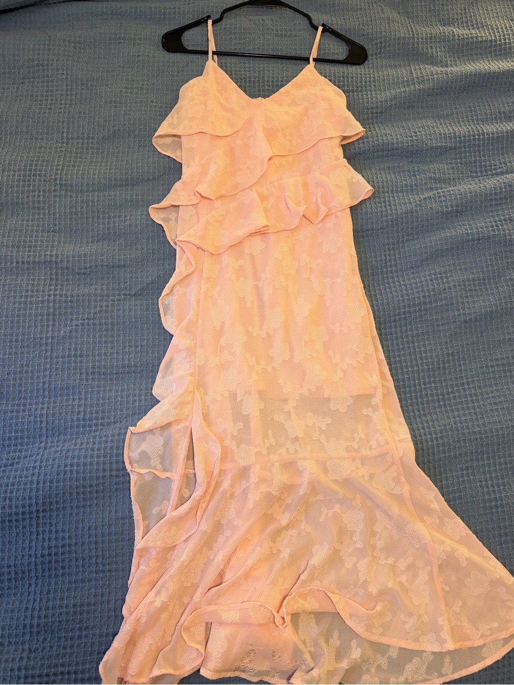 Lace Pink Ruffle Slip Dress